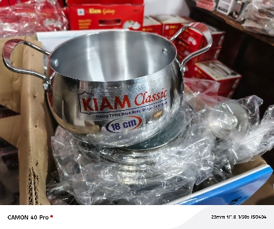 Picture of Kiam 7 Pcs Cookware Set Pure Aluminium -1Pcs Casserol 24-cm,1Pcs Fry pan 24-cm,1Pcs Karai 24-cm,1Pcs Milk pan 18- - Silver