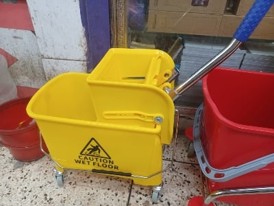 Picture of Simpli-Magic 79358 Commercial Mop Bucket with Side Press Wringer, 32LITER Yellow - Yellow