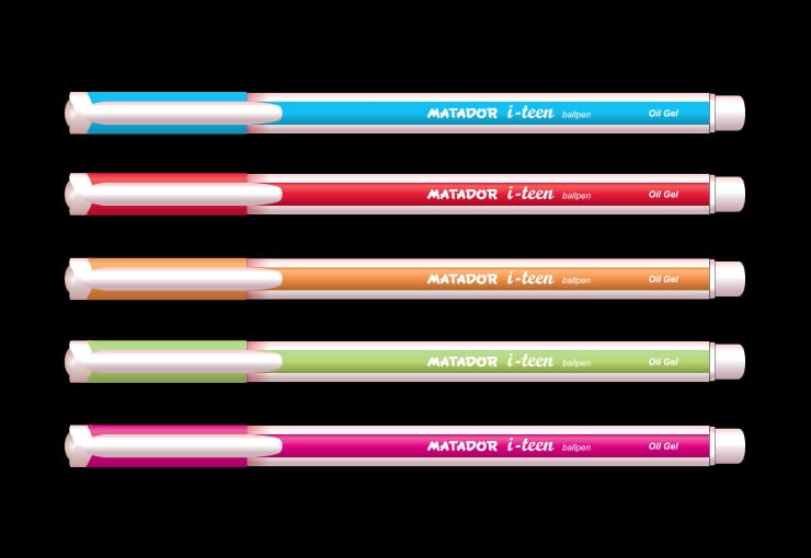 Picture of Matador i-Teen Rio Ball Pen Black Ink - (12Pcs) - Multicolor