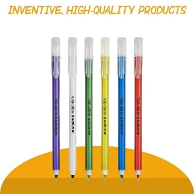 Picture of Matador HI-SCHOOL Ballpen, Fine-Point (0.6 mm), Black Ink, 6 different Colorful Bodies, Round Barrel Design, Smooth & Instant Writing (6pcs ) - Multicolor