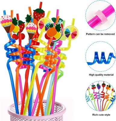Picture of 4pc Hot style drinking straws plastic food grade straws - Multicolor