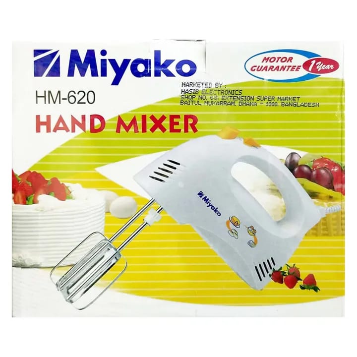 Picture of Miyako Electric Egg Beater and Hand Mixer HM-620 - White - Multicolor