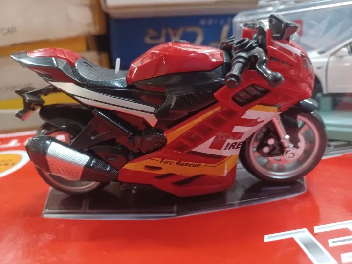 Picture of Motorcycle Model Lighting Sound Effects Children Motorbike Toy Hobbies Model Swat Motorcycle Rescue Bike Friction Powered - Multicolor