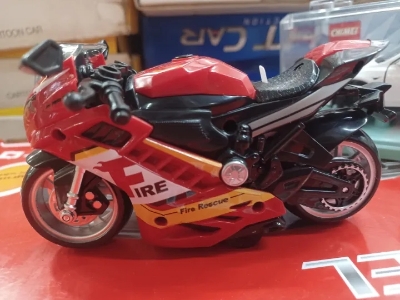 Picture of Motorcycle Model Lighting Sound Effects Children Motorbike Toy Hobbies Model Swat Motorcycle Rescue Bike Friction Powered - Red