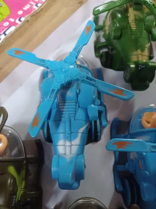 Picture of Mini Helicopter with Movable Pilot and Rotating Fan, Bump and Go Helicopter Toy (Pack of 1) (Random Color) | Baby Birthday Gift - Blue