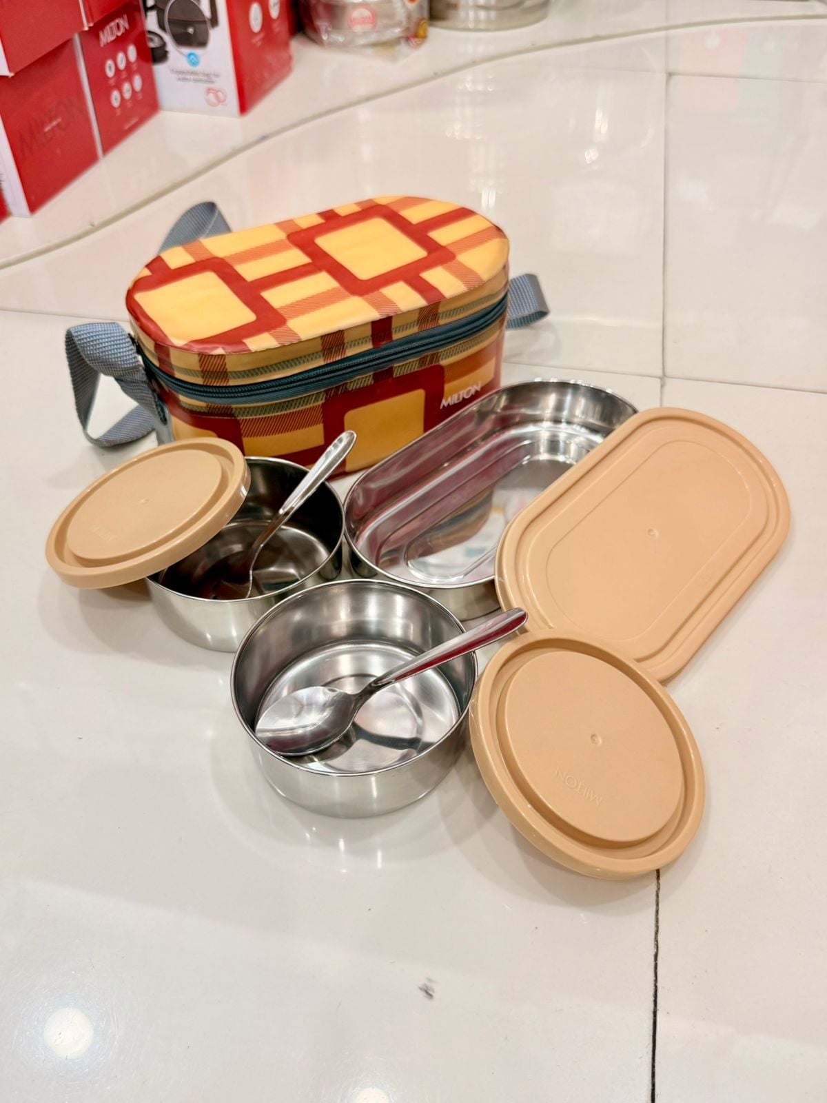 Picture of Corporate Lunch Stainless Steel Office Lunch Box Containers Set of 3, - Multicolor