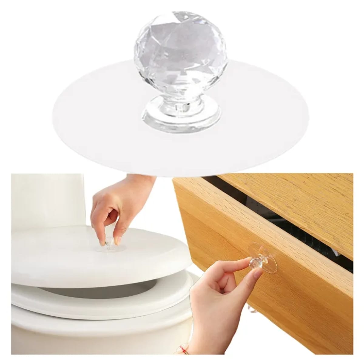 Picture of Plastic Diamond Crystal Shaped Strong Sticker Sticky Heavy Duty Wall Hooks For Hanging Home/Kitchen Bathroom Key Frame Holders - Silver