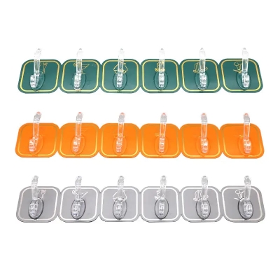 Picture of 6Pcs Hanging Hook Wall-mounted Punch Free Easy to Install No Nail Mounting Self-adhesive Wall Hanger Hook Daily Use - Multicolor