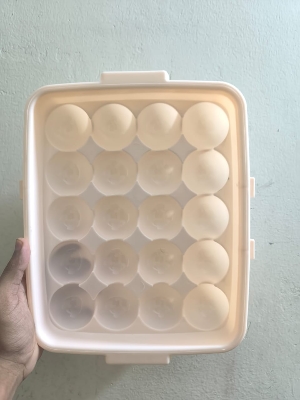 Picture of 20 grid plastic egg carton kitchen egg storage box eggs holder stackable freezer storage organizers egg storage container - White