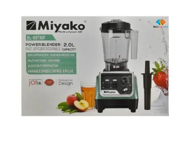 Picture of Commercial Multi Functional Power Blender 2200 Watts, Green/Black. Miyako BL-69TRIP 2.0L Jar