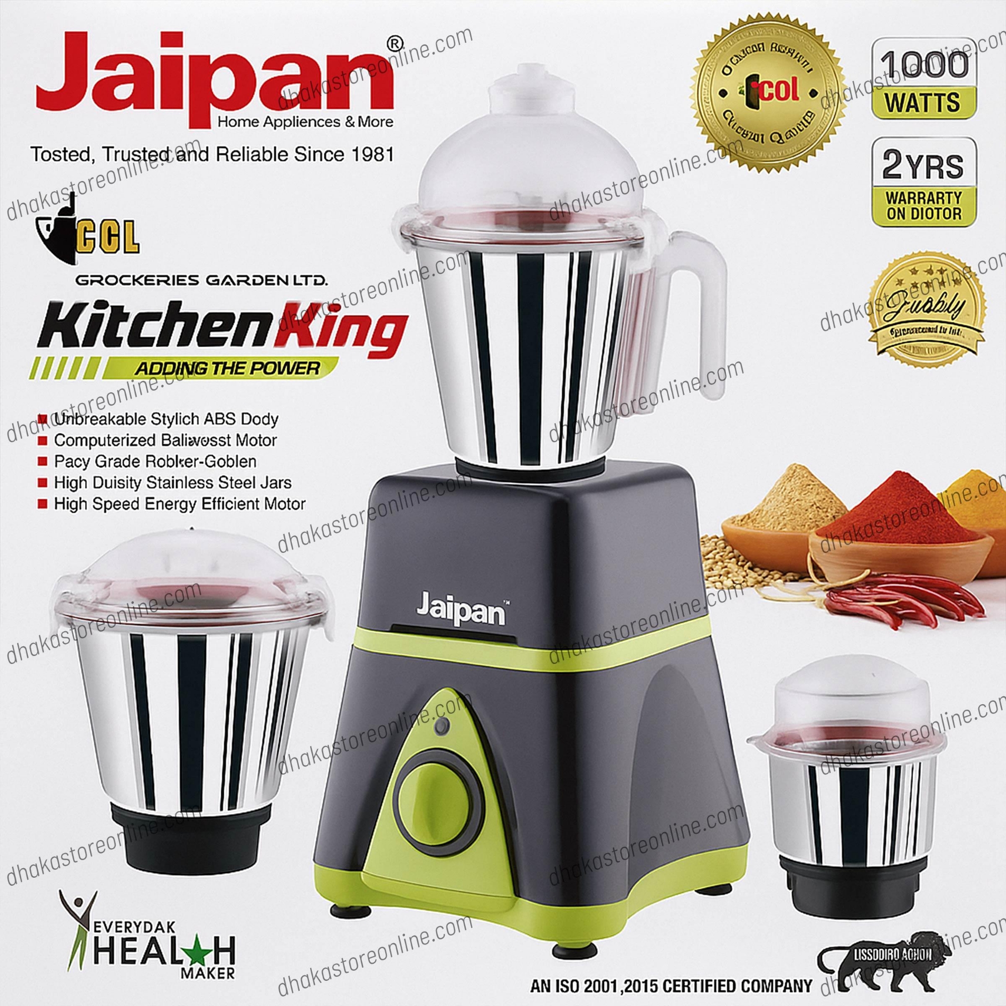 Picture of Jaipan Kitchen King 1000W Mixer Grinder - Green