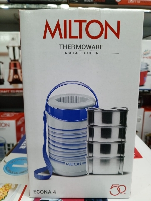 Picture of Milton New Econa - 4 Stainless Steel Tiffin Box - Insulated, Hot & Cold Leak Proof 4 Liyar Lunch Box for Office, College, Picnic - Blue