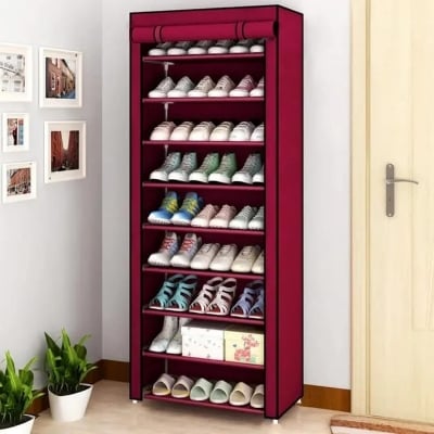 Picture of Steel Portable Multi Utility Shoe Rack - 9 Shelf - Multicolor