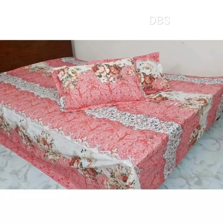 Picture of King Size Bed Sheet Cotton Multicolor With 2 Pillow Covers Dbs02