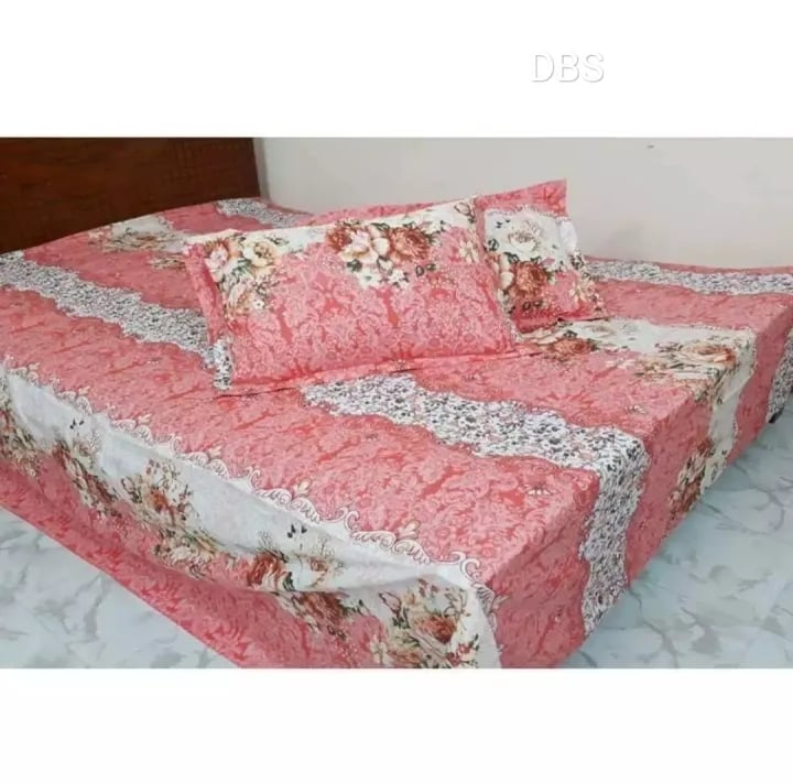 Picture of King Size Bed Sheet Cotton Multicolor With 2 Pillow Covers Dbs02