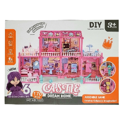 Picture of DIY dream villa furniture set with 6 girls dollhouse - Multicolor
