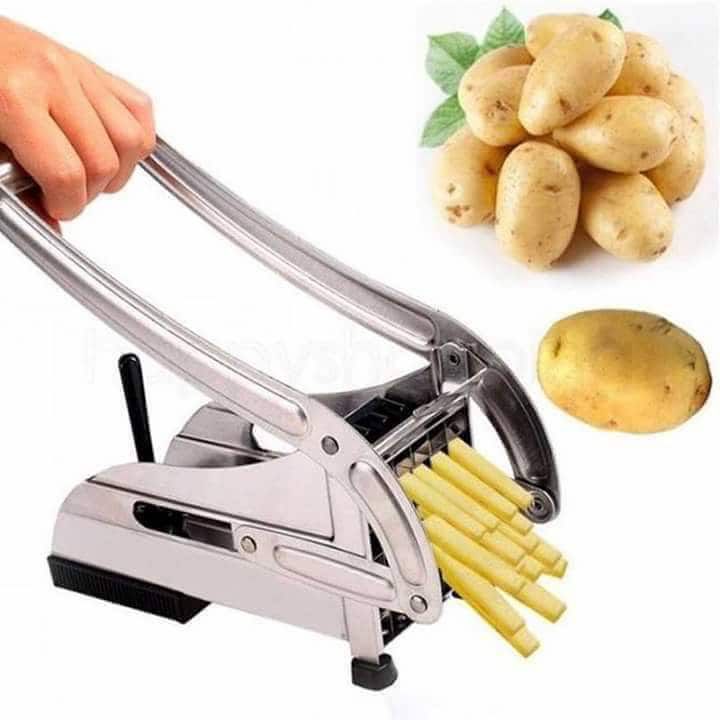 Picture of Stainless Steel 2-Blade French Fry Cutter Machine, Commercial Potato Chipper, Fries Slicer, Multi-Function Home Potato Chopper for - Stainless Steel 2-Bl