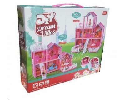 Picture of Baby Little Girl Toy Princes Castle Villa Toy DIY 135 pcs Dream Villa Assemble - Multicolor