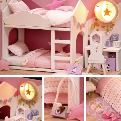 Picture of DIY Miniature Permium Dollhouse Dream Angel Wooden Doll house Furniture Kit Toys for Kids - Multicolor