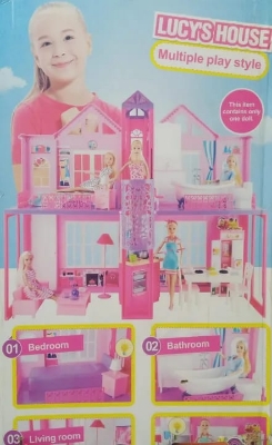 Picture of Kids learning Barbie Lucy's house multiple play style doll house - Pink