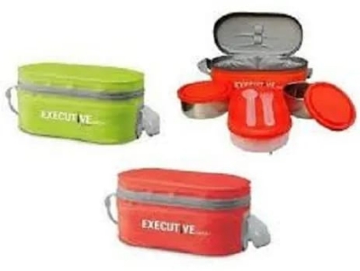 Picture of Milton Executive Lunch Box Soft Insulated Tiffin Box (2 SS Container,1 Microwave Safe Container) - Multicolor