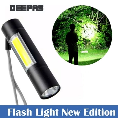Picture of Rechargeable Flashlight Torch LED USB Portable Torches 3 Modes Mini Camping Lighting - Black