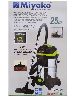 Picture of Miyako 1600 Watts Motor Power 3 in1 Combo Stainless Steel Body Vacuum Cleaner MVC-1625L (Wet/Dry/Blow) - Multicolor