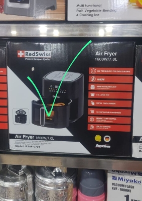 Picture of High Quality Redswiss RSAF0701 Air Fry, Roast, Reheat, Dehydrate | 7.0L Capacity Nonstick Basket & Crisper Plate 360°TECHNOLOGY FOR EVEN COOKING |1600W Rapid Air Technology Digital Touch Screen 10 Customizable programs low Fat Cooking - Black