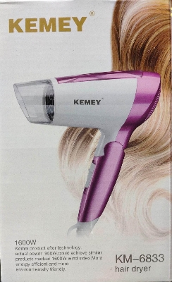 Picture of Kemey KM6833 Cool and Hot 2 in 1 Electric Foldable Hair Dryer for Women - Multicolor