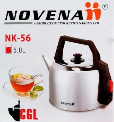 Picture of NOVENA (NK-56) Electric Cordless Kettle, Capasity: 5Ltr, Overheat and Dry Protection, Stainless Steel for Rust free - Multicolor