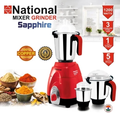 Picture of Mixer Grinder National SAPPHIRE 1200 WATTS MADE IN INDIA - Multicolor