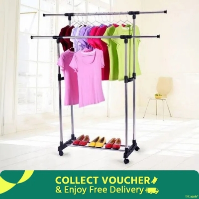 Picture of Folding Double Clothes And Shoe Rack Portable Alna - cloth hanger - Multicolor
