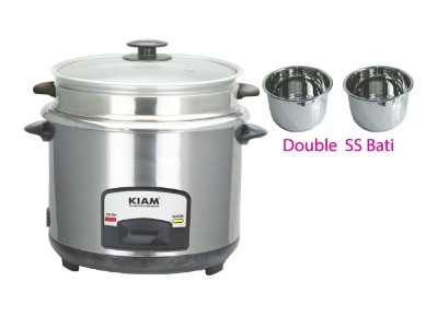 Picture of Kiam Rice cooker Steel (Double SS Bati) Straight 2.8 Ltr - Multicolor