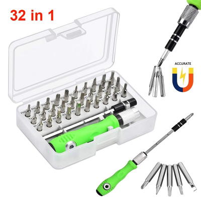 Picture of 32-in-1 Mini Screwdrivers Set , Precision Screwdriver Kit, 32 in 1 Magnetic Repair Tool Kit, With flexible bar, adjustable length(Agate Green)