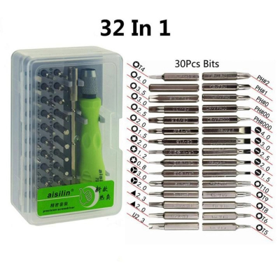 Picture of 32-in-1 Mini Screwdrivers Set , Precision Screwdriver Kit, 32 in 1 Magnetic Repair Tool Kit, With flexible bar, adjustable length(Agate Green)