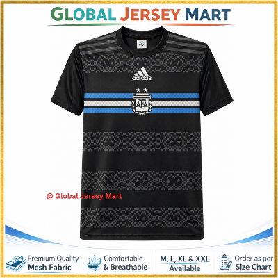 Picture of Argentina (AFA) Away Jersey 2024/25 – Short Sleeve Football Jersey – Argentina National Team Fan Shirt (Black/Blue/White Stripes) - Black