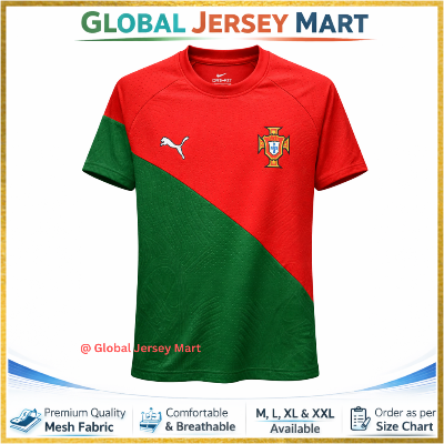 Picture of Portugal Home Jersey 2024/25 – Short Sleeve Football Jersey – Red/Green Portugal National Team Fan Jersey - Red