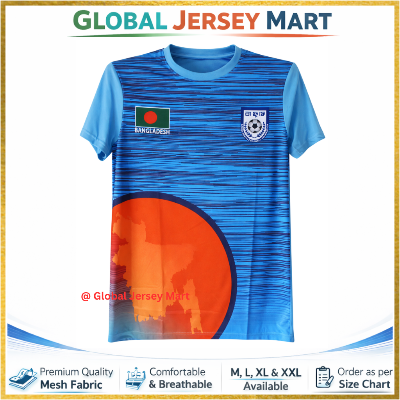 Picture of Home Nation Football Jersey 2024/25 – National Flag & BFF Crest – Short Sleeve Fan Edition Football Shirt – Bangladesh/National Team Supporters Jersey (Sky Blue) - Blue