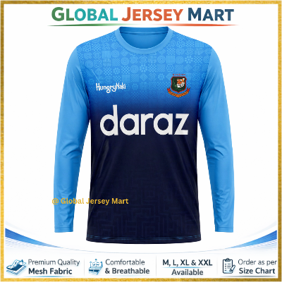 Picture of Bangladesh Cricket Board (BCB) Training/Jersey 2024/25 – Daraz Sponsor Print – Full Sleeve Sports Fan Jersey – Blue Gradient Team Shirt - Navy Blue