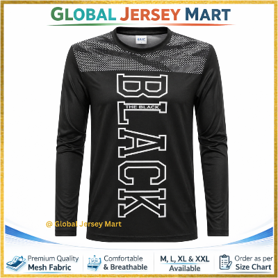 Picture of Just Collection “The Black” Sports Jersey 2024/25 – BLACK Graphic Print – Full Sleeve Training & Football Jersey – Black Performance Fan Shirt - Black