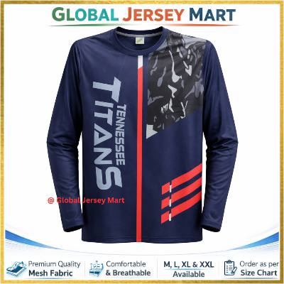 Picture of Tennessee Titans Full Sleeve Sports Jersey 2024/25 – Navy Blue Graphic Edition – Long Sleeve Fan & Training Jersey – USA Football Club - Blue