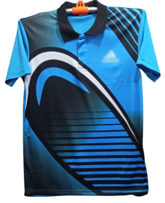 Picture of Eye Catching New Jersey Polo (Black Straight Line)- Blue and Black - Multicolor
