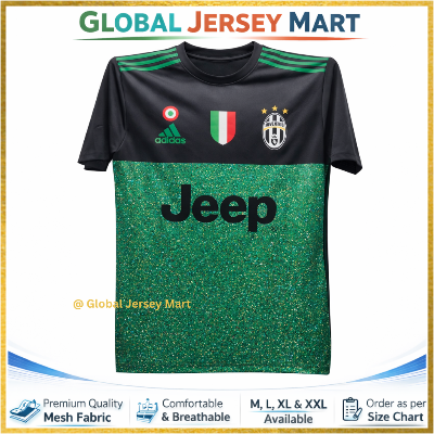 Picture of Juventus Away/Third Jersey 2015/16 – Jeep Sponsor Print – Short Sleeve Football Jersey – Italy/Serie A Club Fan Shirt (Black & Green) - Deep green
