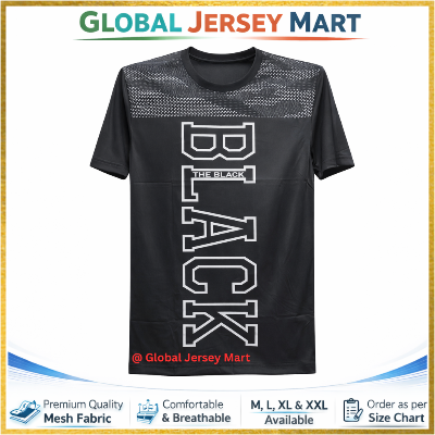 Picture of “THE BLACK” Graphic Jersey 2024/25 – BLACK Vertical Print – Short Sleeve Sports T‑Shirt – Premium Mesh Football/Training Fan Wear (Black) - Black