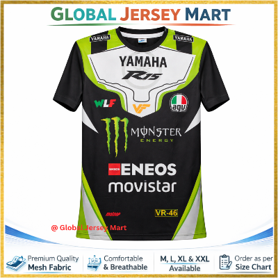 Picture of Yamaha MotoGP Monster Energy Jersey 2024/25 – VR46 Edition – Short Sleeve Racing T‑Shirt – Black/Green Track Fan Wear - Black