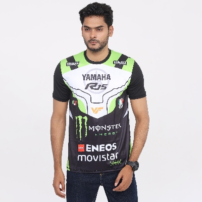 Picture of Yamaha MotoGP Monster Energy Jersey 2024/25 – VR46 Edition – Short Sleeve Racing T‑Shirt – Black/Green Track Fan Wear - Black