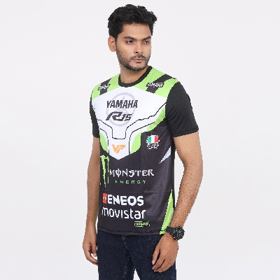 Picture of Yamaha MotoGP Monster Energy Jersey 2024/25 – VR46 Edition – Short Sleeve Racing T‑Shirt – Black/Green Track Fan Wear - Black