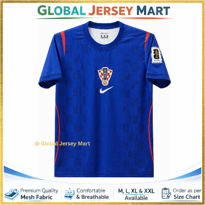 Picture of Croatia Home Jersey 2024/25 – Dri-FIT – Short Sleeve Football Jersey – Croatia National Team Fan Shirt (Blue Check Pattern) - Navy Blue