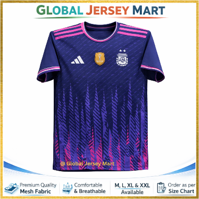 Picture of Argentina Away Jersey 2024/25 – AFA Crest – Purple/Navy with Pink Stripes – Short Sleeve Football Fan Jersey – Argentina National Team - Navy Blue