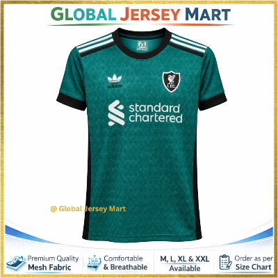 Picture of Liverpool Away Jersey 2024/25 – Standard Chartered – Short Sleeve Football Jersey – Green/Teal England Premier League Club Jersey - Multicolor